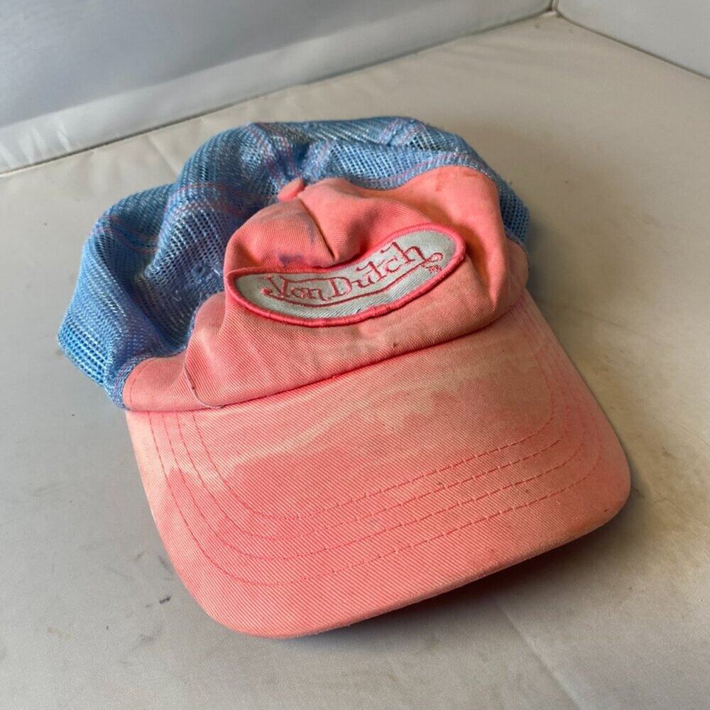 Vintage Von Dutch Trucker Hat Light Blue & Pink - Y2K Vibes